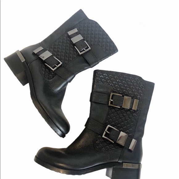 Vince Camuto black leather quilted moto bo… - Picture 4 of 12